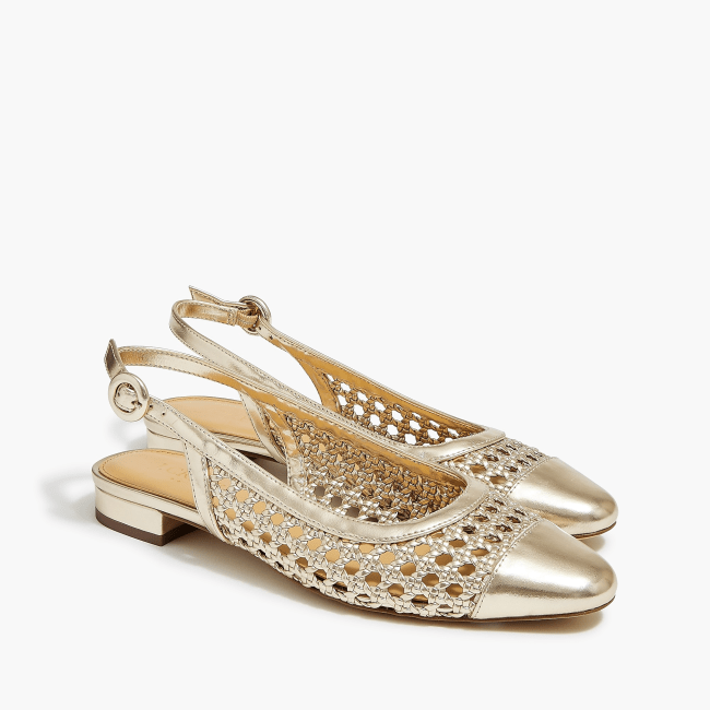 J.Crew Factory Woven Slingback Flats in metallic gold