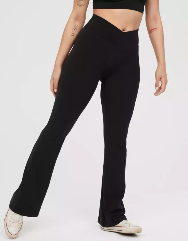 Aerie Real Me High Waisted Crossover Flare Leggings