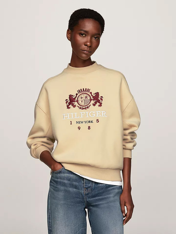 Tommy Hilfiger Embroidered Crest Mockneck Sweatshirt