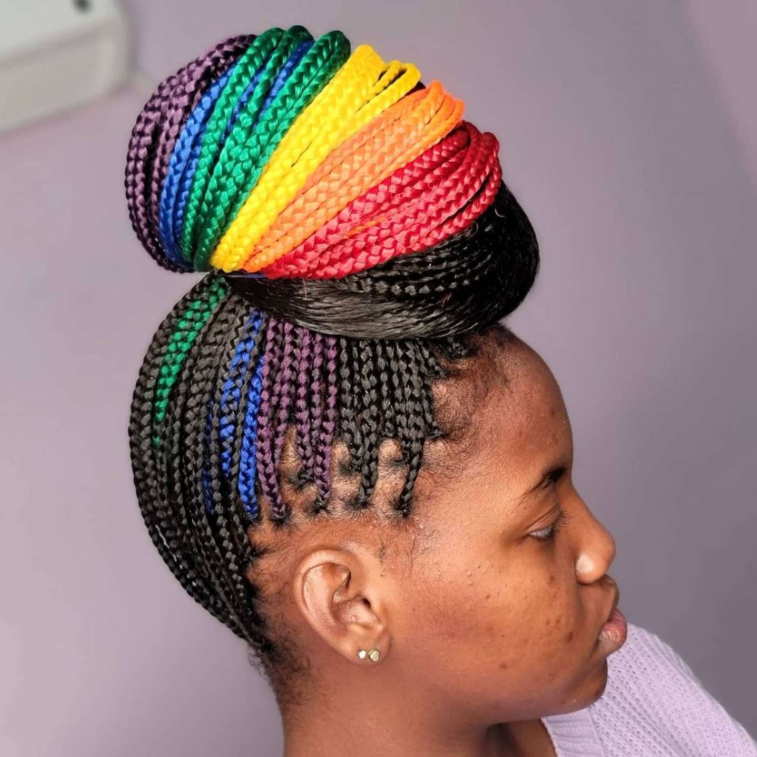 Rainbow braids.