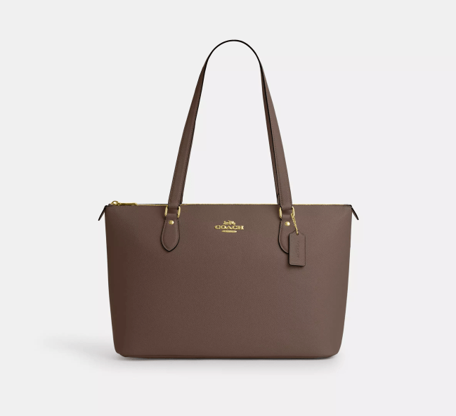 Coach Outlet Gallery Tote Bag in Dark Stone/Gold.