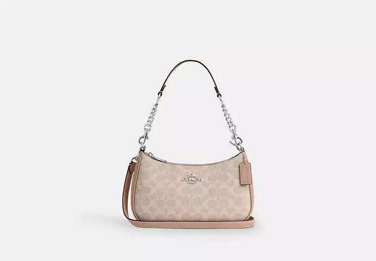 Coach Outlet Teri Shoulder Bag in Silver/Sand/Taupe