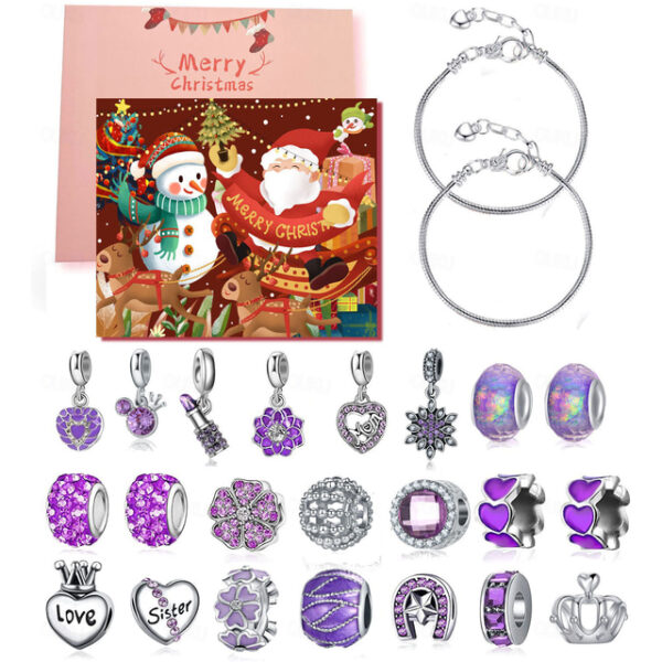 Christmas Advent Calendar 2024 Xmas Gift Countdown Bracelets Making Kit 24 Days Christmas Gift DIY Charm Beads and Bracelets for Girls Women Kids 202