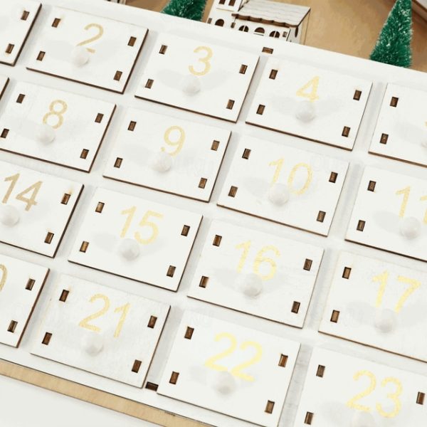 Christmas Advent Calendars Wood House LED Lights 24 Days Countdown Storage Organization Figurines Room Home Decor 2024 News 2024 - US $27.99