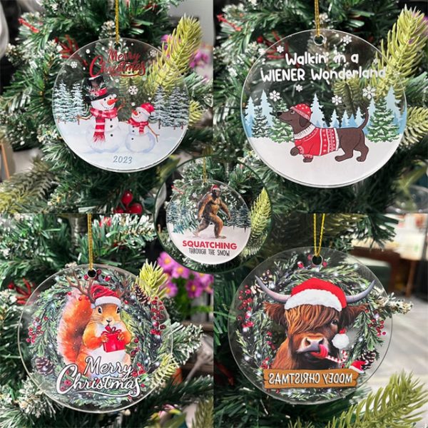 Christmas Gift, Christmas Wreath Dog Hanging Ornaments 2D Acrylic Decoration Gift 2024 - US $2.99