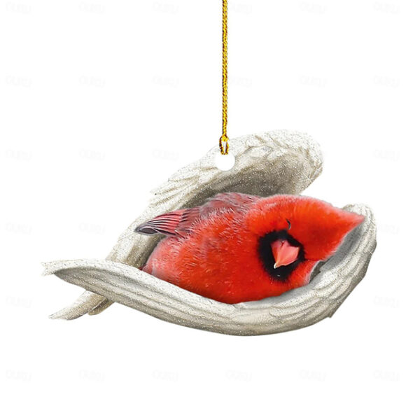 Christmas Ornament Cardinal Bird 2D Acrylic Pendant Car Interior Backpack Pendant Home Valentine‘s Day Gift Christmas Decoration Hummingbird Pendant S