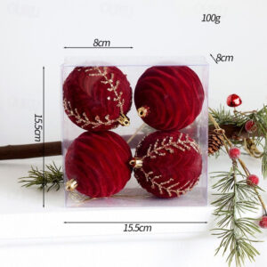 Christmas Tree Decoration Ball Christmas Painting Ball Flocked Dark Red Christmas Ball Pearl Diy Hanging Decoration Scene Layout 2025 - US $16.99