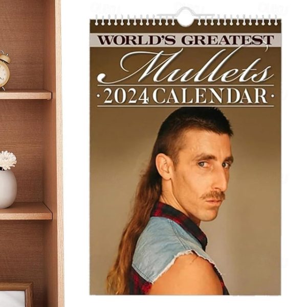 World's Greatest Mullets - 2024 Wall Calendar,2024 Calendar Monthly With Cool Hilarious Hairstyle,Living Room Home Decor 12 Month Calendar For Plannin