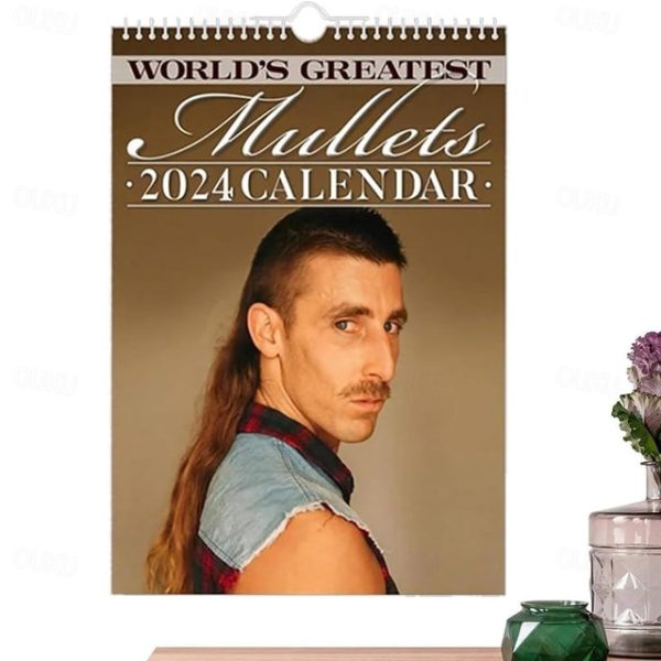 World's Greatest Mullets - 2024 Wall Calendar,2024 Calendar Monthly With Cool Hilarious Hairstyle,Living Room Home Decor 12 Month Calendar For Plannin